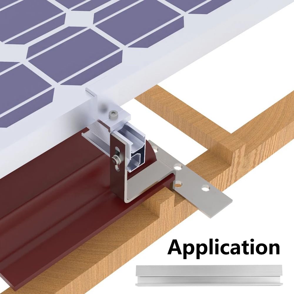 Juego de techo de ladrillo con soporte solar para 1 módulo, perfil de aluminio y gancho para techo fotovoltaico, soporte para módulo solar, abrazaderas ajustables para espesor de módulo de 30-35 mm