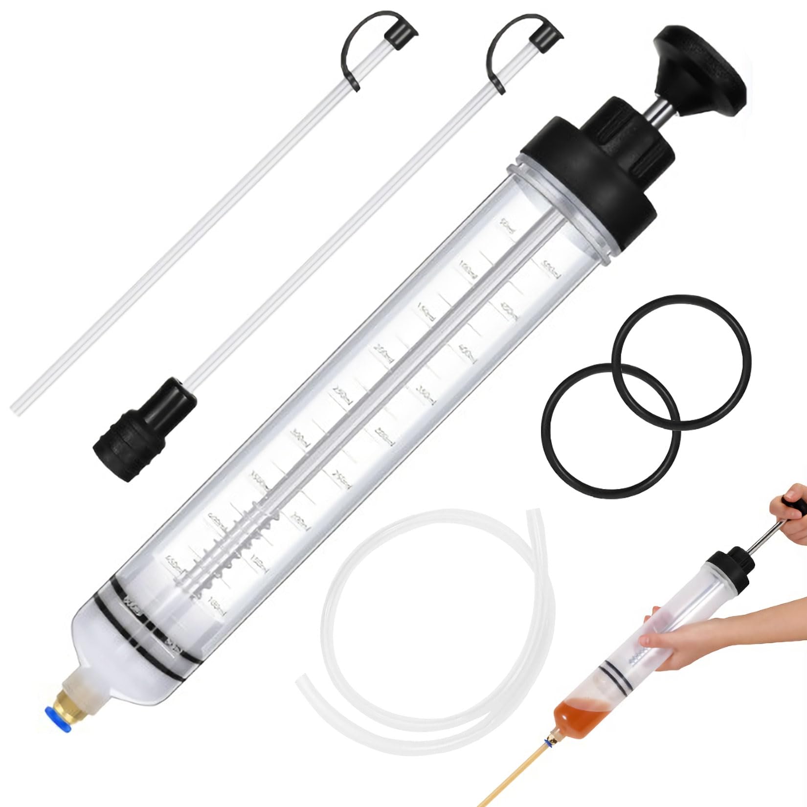 Forbabe Ölabsaugpumpe 500cc, Handpumpe Ölspritze, Ölpumpe Öl Absaugpumpe für Auto Bremsflüssigkeit Getriebeöle Kühlmittel Motor