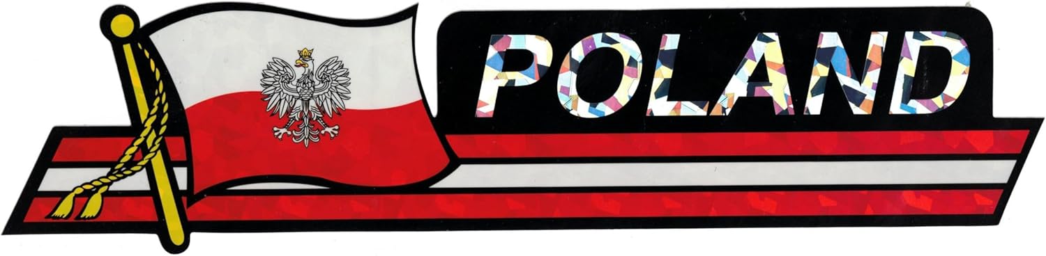 Pack of 50 Poland Eagle Flag 3"x12" Reflective Decal Bumper Sticker DCX-190