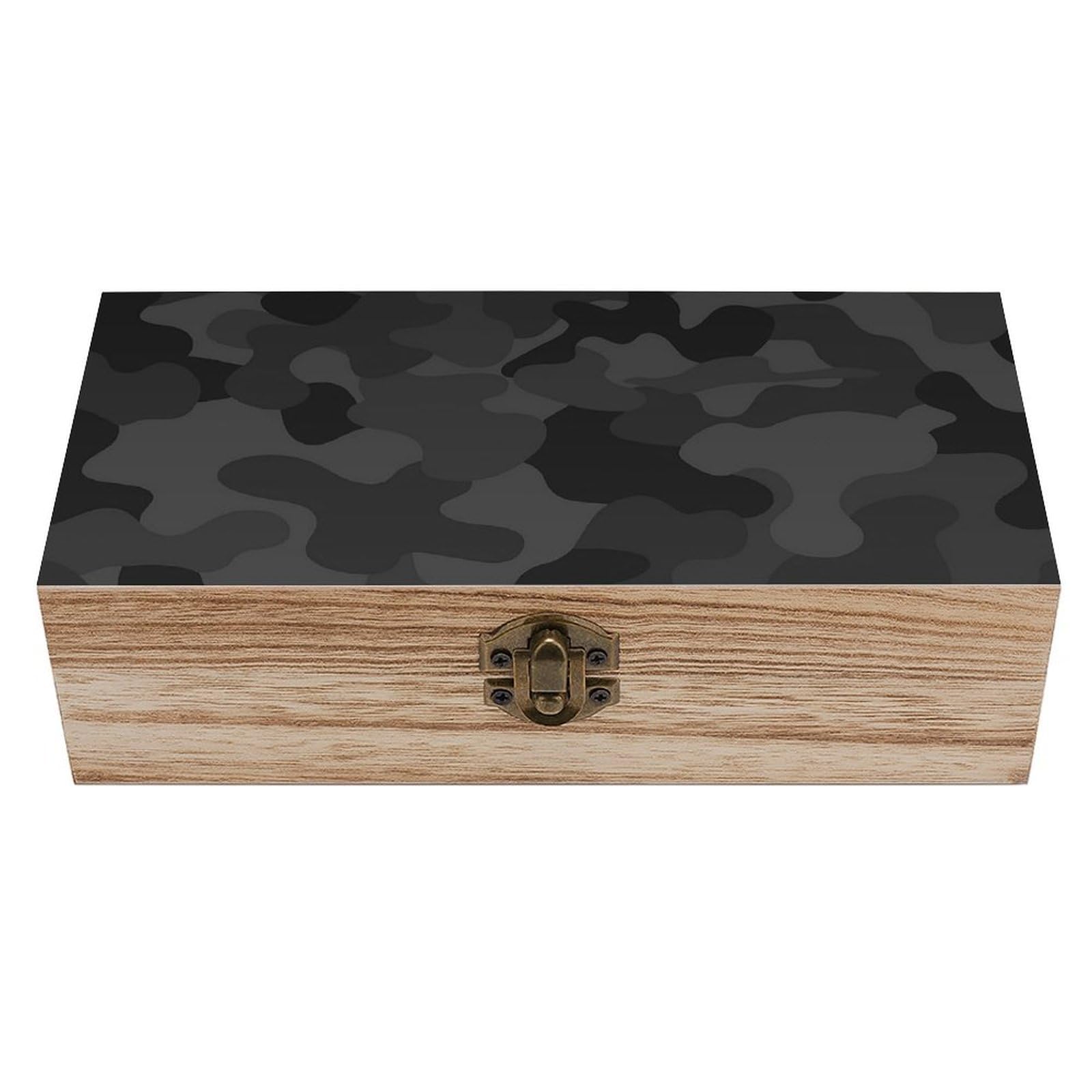Oudrspo Grey Black Camouflage Retro Wooden Storage Box Keepsake Jewelry Decorative Art Storages Box Gift Boxs