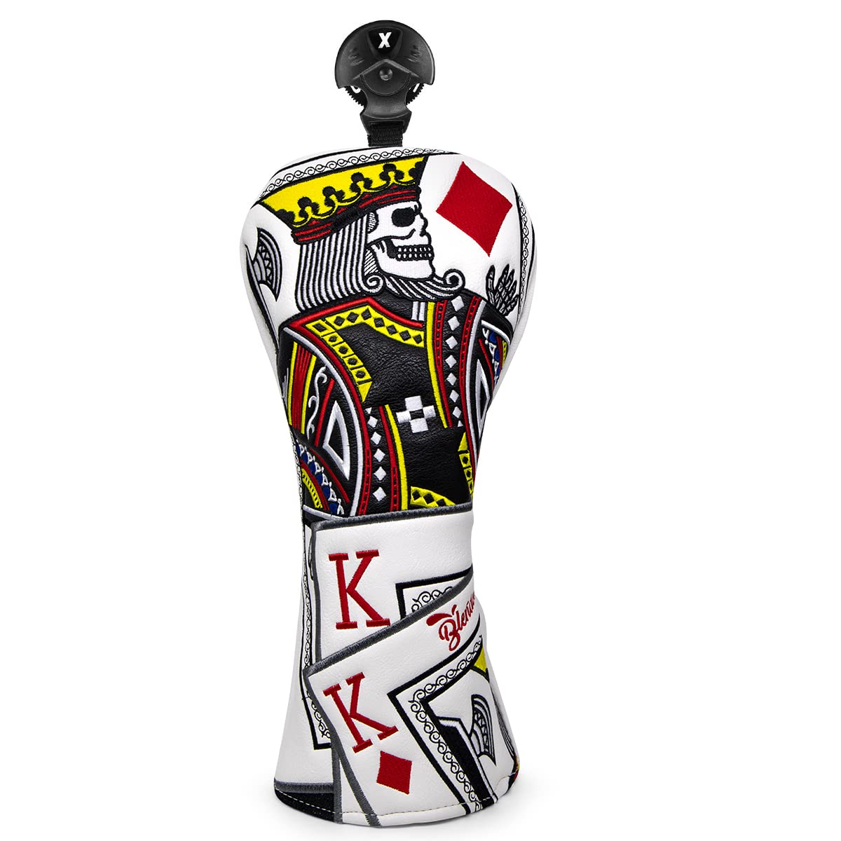 Bairbre Golf Head Covers, Poker Diamond King 3 Wood Headcover, Golf Driver Cover, Fariway Wood Headcover, Hybrid Head Covers, Blade Putter Cover, Mallet Putter Haedcovers, Golf Club Covers for Most