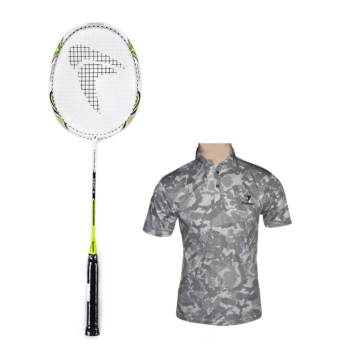 FLYPOWER BADMINTON RACKET AGNI 3 WITH T-SHIRT NIAS WHITE SIZE 2XL-picture-21