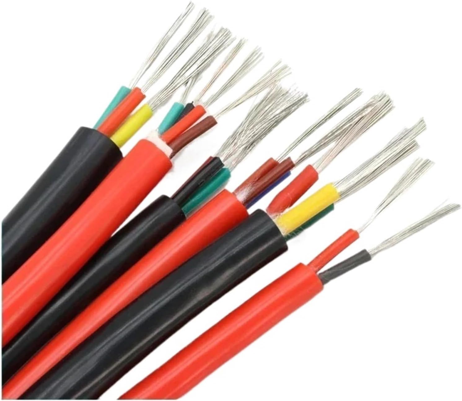 1~10m Flexible Silicone Rubber Cable Sq 0.3 .5 .75 1 2. 4mm x 4 6 Cores Insulated Copper High Temperature Wire(Black 1.5mm,5M_3 CORES)