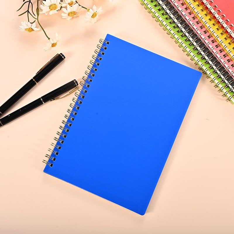 Nvzi -b - Paquete de 6 cuadernos en espiral – Lindo cuaderno forrado B5 pulgadas cubierta de plástico impermeable, 60 hojas/120 páginas – Diarios para estudio y notas, azul oscuro