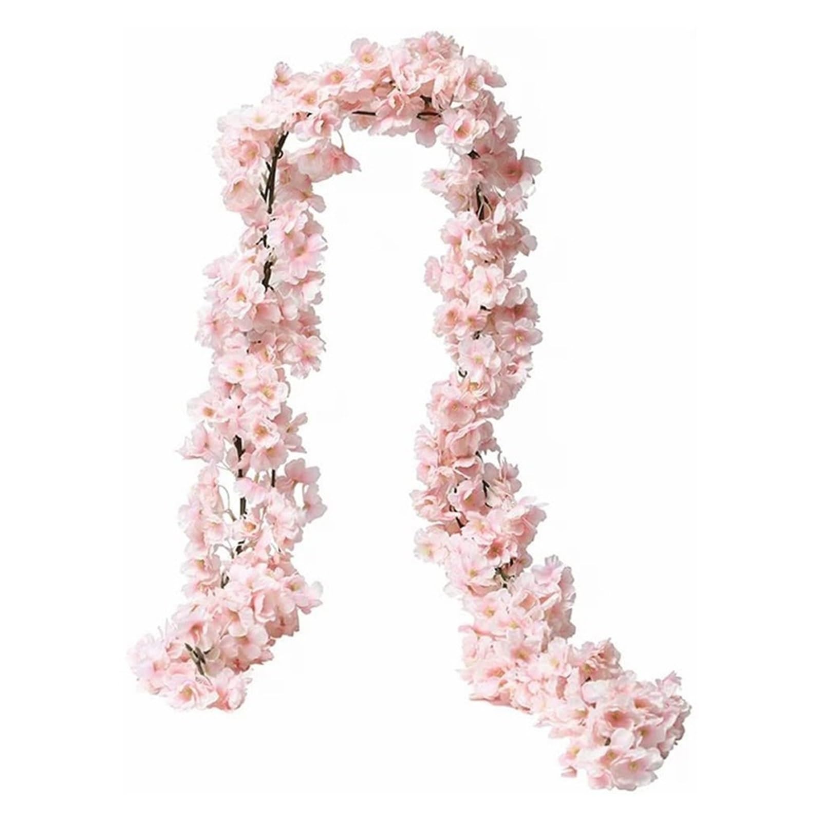 Künstliche Kirschblütenrebe | Mehrfarbig, 180 cm, 1/2 Stück, Gartenhintergrund: Blumendekor(Dark Pink,2pcs)