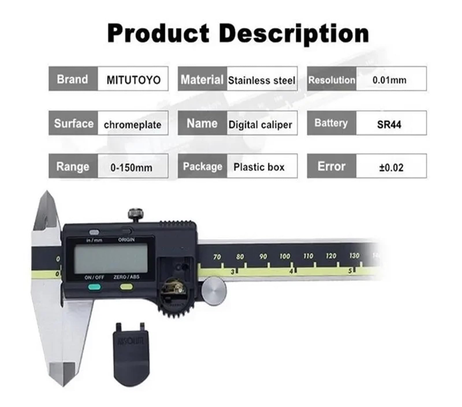 500-196-30 Calibro digitale LCD Vernier 6 pollici 150 mm Strumenti di misurazione in acciaio inossidabile 200 300 per officina meccanica(150mm(500-196-20))