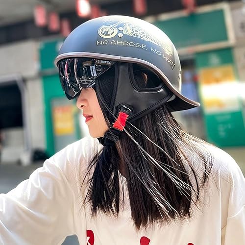 Miniatura 4 de Casco Moto Semiabierto Retro Homologado ECEDOT - Diseño Clásico para Viaje En CruceroBicicleta, Ajuste Universal