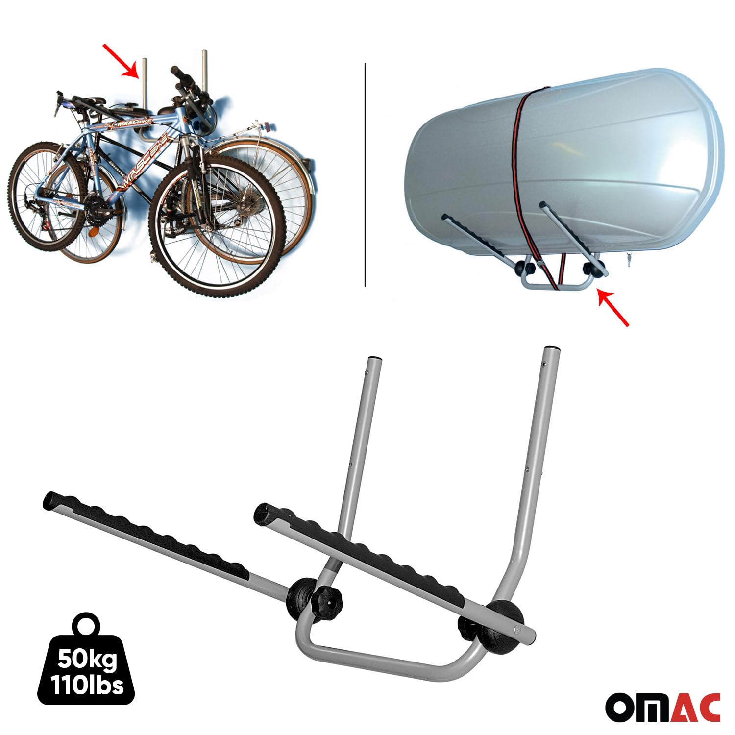 Menabo Fahrradträger Wandhänger Kompatibel mit Fahrrad Dachbox Fahrradhalter Wandhalter, Heckträger Fahrrad Faltbar Abnehmbar Leichtgewichtig Zubehör Fahrradständer Stahl