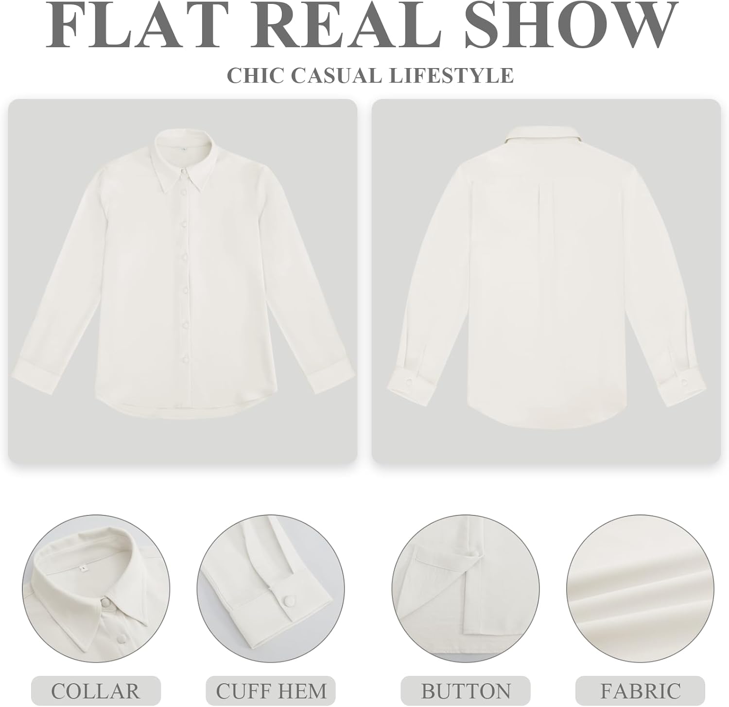 Women's Button Down Dress Shirts Long Sleeve Stretch Blouse Work Office Casual Chiffon Tops - Image 6