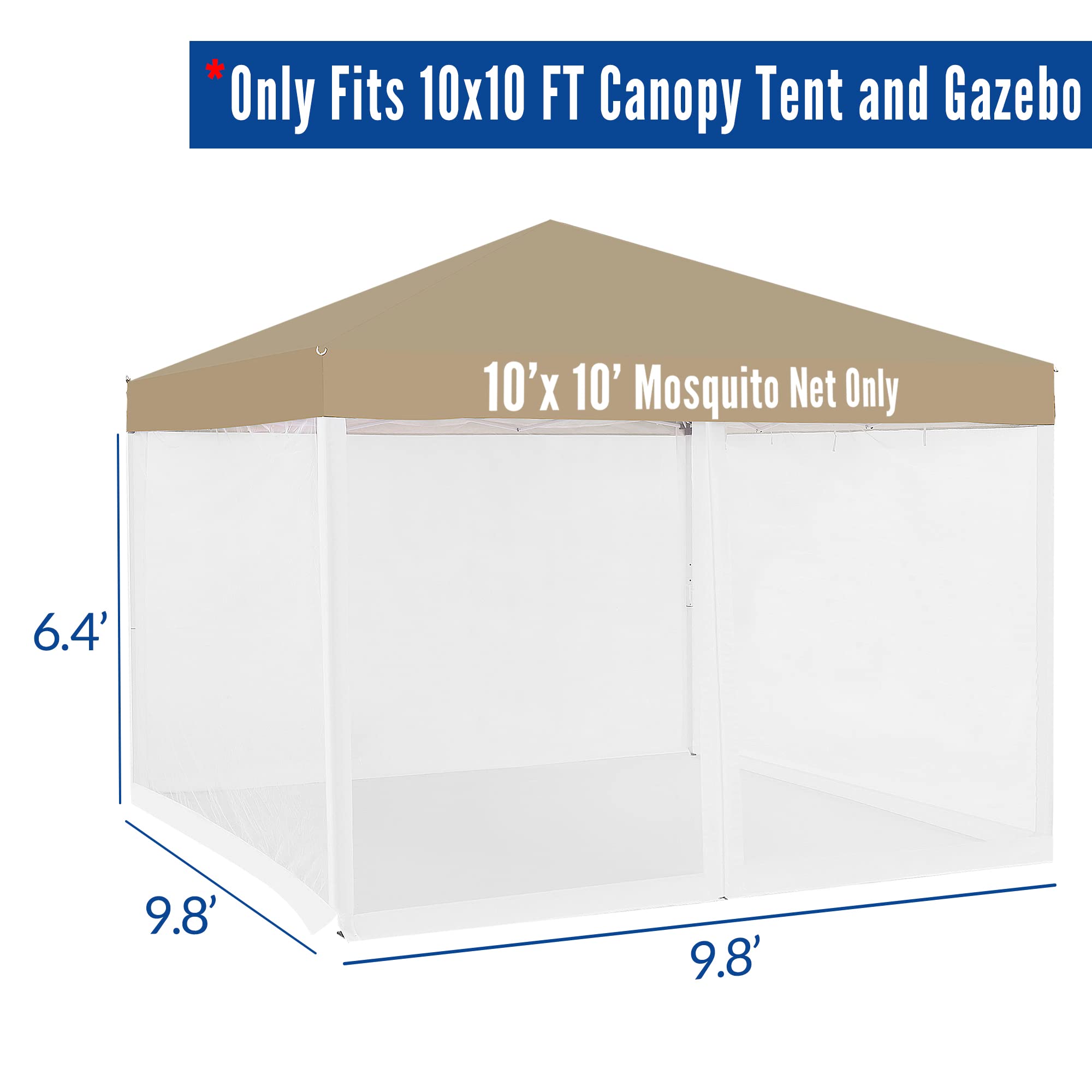 Screen Tent Mosquito Nets For Pop Up Nopy Tent 10 X 10 FT Double