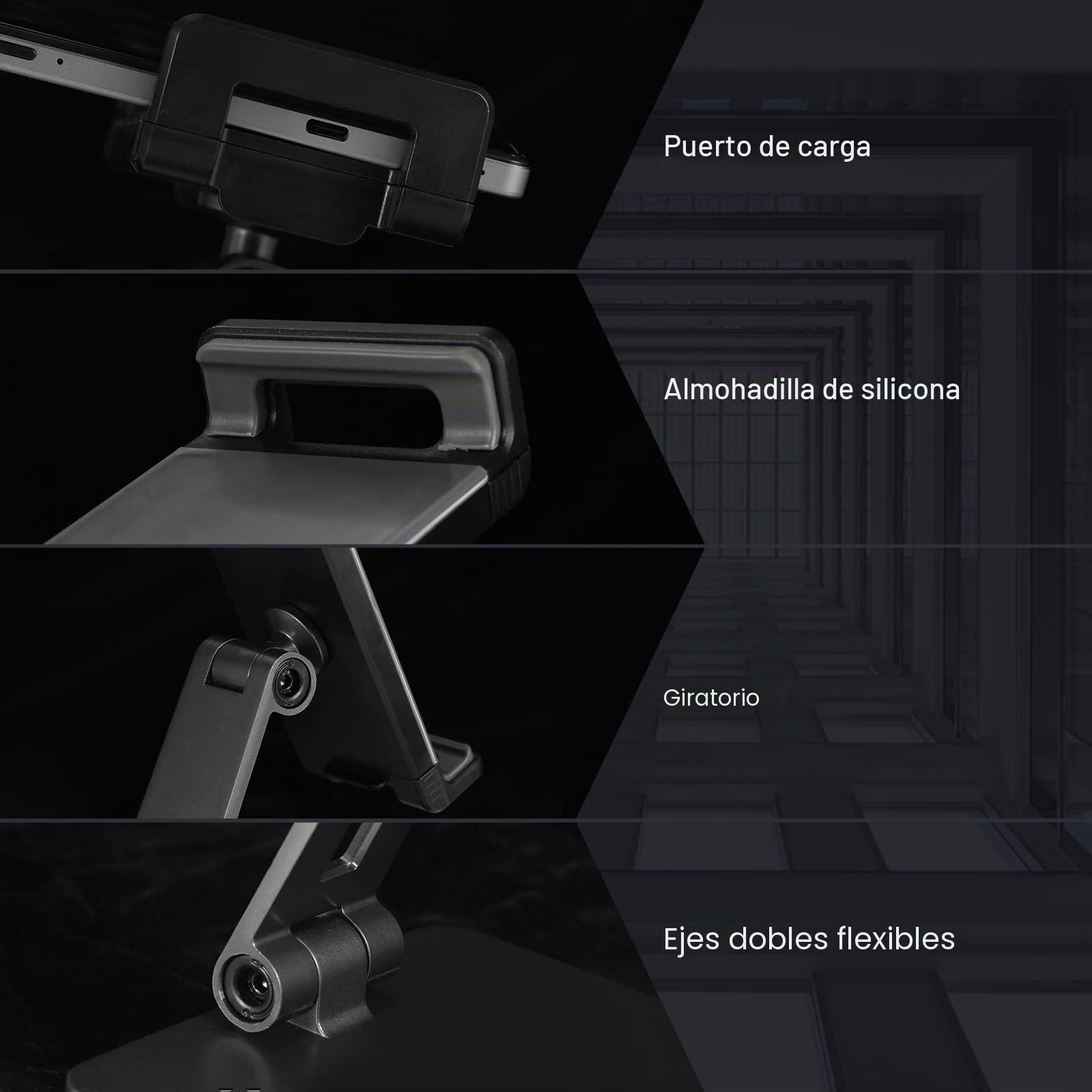 Soporte Tablet Ajustable y Plegable, Soporte Tablet Mesa Aluminio Pesado Giratorio de 360°, Compatible con iPad Pro/Air/Mini, Samsung Tab, Surface Pro, Kindle Fire (7-13") (Gris Oscuro)