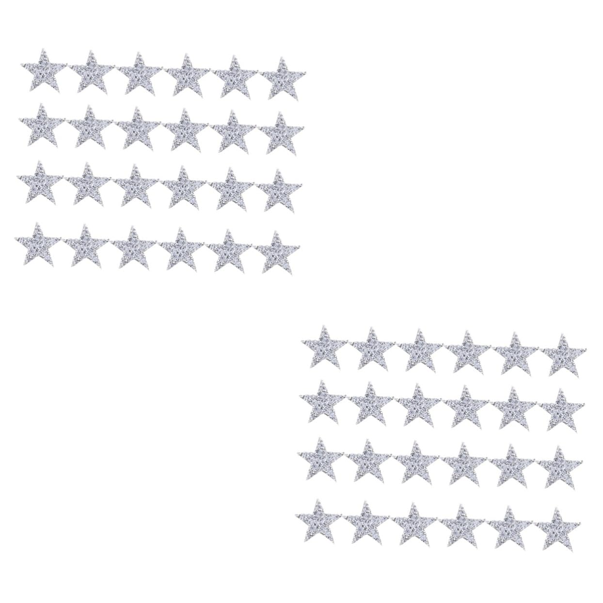 SHINEOFI 48piezas Parches De Tela Brillantes De Estrella Pack Para Ropa Infantil y Femenina Plateado Para Decorar y Reparar Prendas Bolsos y Sombreros