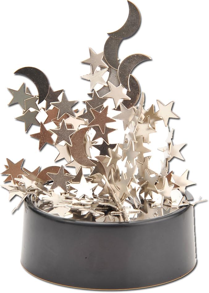 PowerTRC Magnetic Desktop Sculpture (Moons and Stars) | Mini Magnetic Art Decoration for Desktop | Fun Stress Relief Office Gift