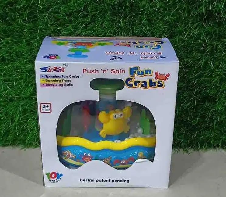 Negi Plastic Push and Spin - Fun Crabs Spinner Toy Multicolor for Toddlers & Kids (Made in India)