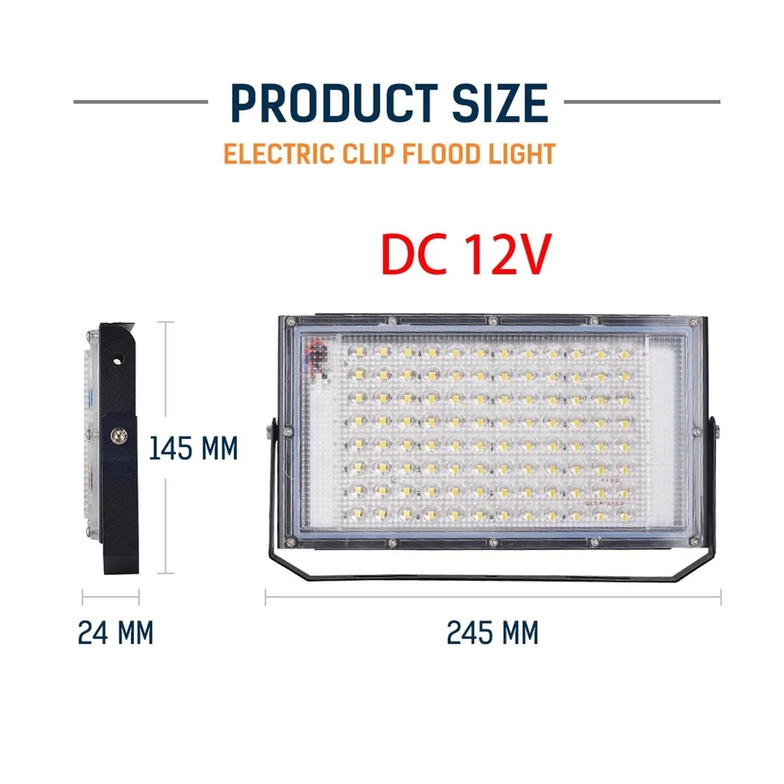 Reflektor DC 12V L+e+d Flood Light 50 W 100 W Zewnętrzny Reflektor Reflektor IP66 Wodoodporny Reflektor Światła Awaryjnego Przenośny 12 V L+e+D Światło (DC12V-100W)
