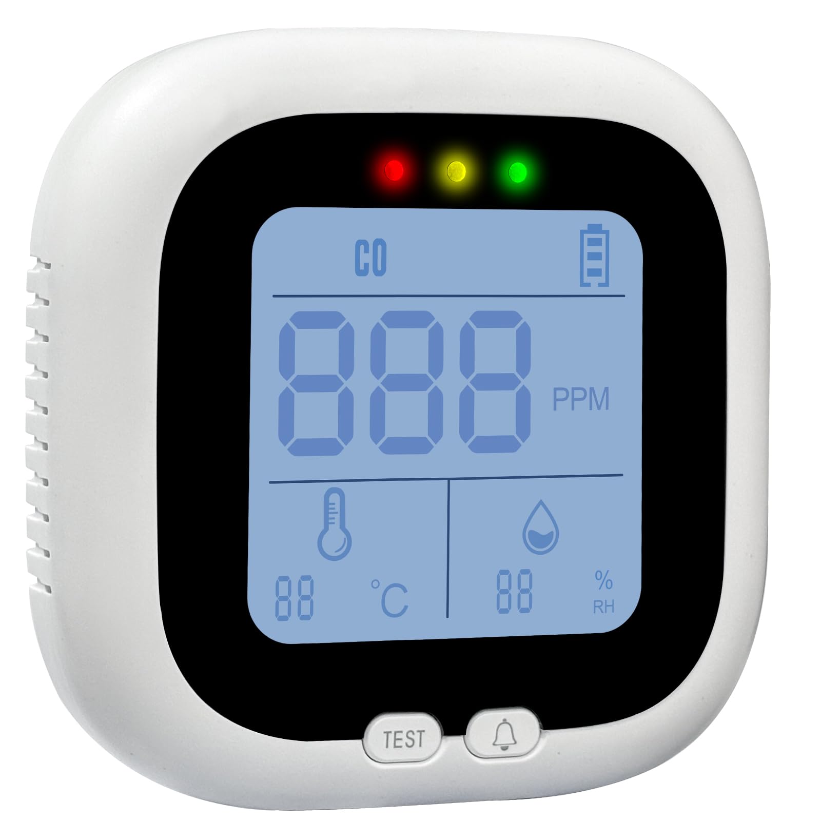 3-in-1 Carbon Monoxide Detectors,Portable Carbon Monoxide Detector for Travel with Temperature & Humidity Display,Carbon Monoxide Detector Battery powered for Home/RV, Accurate & Easy to Install
