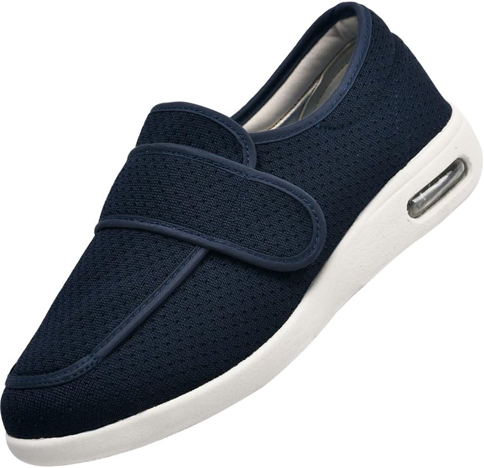 Men Diabetic Walking Shoes Swollen Feet Shoe with Adjustable Closure Mens Edema Swollen Shoes Comfort Elderly Footwear Unisex with 3 Pairs Insoles