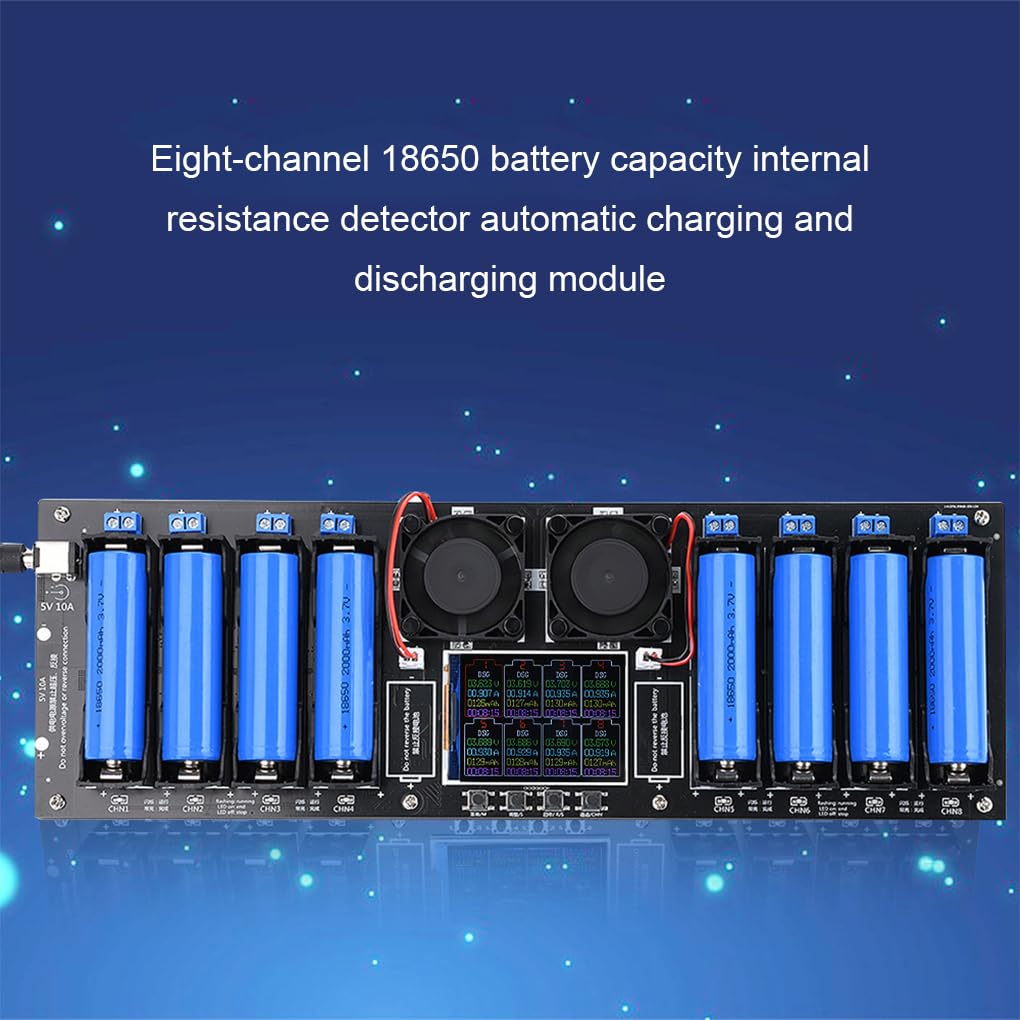 Testeur de capacité et de résistance interne de batterie 8 canaux, écran couleur 4 pouces avec courbe d'affichage pour batterie lithium