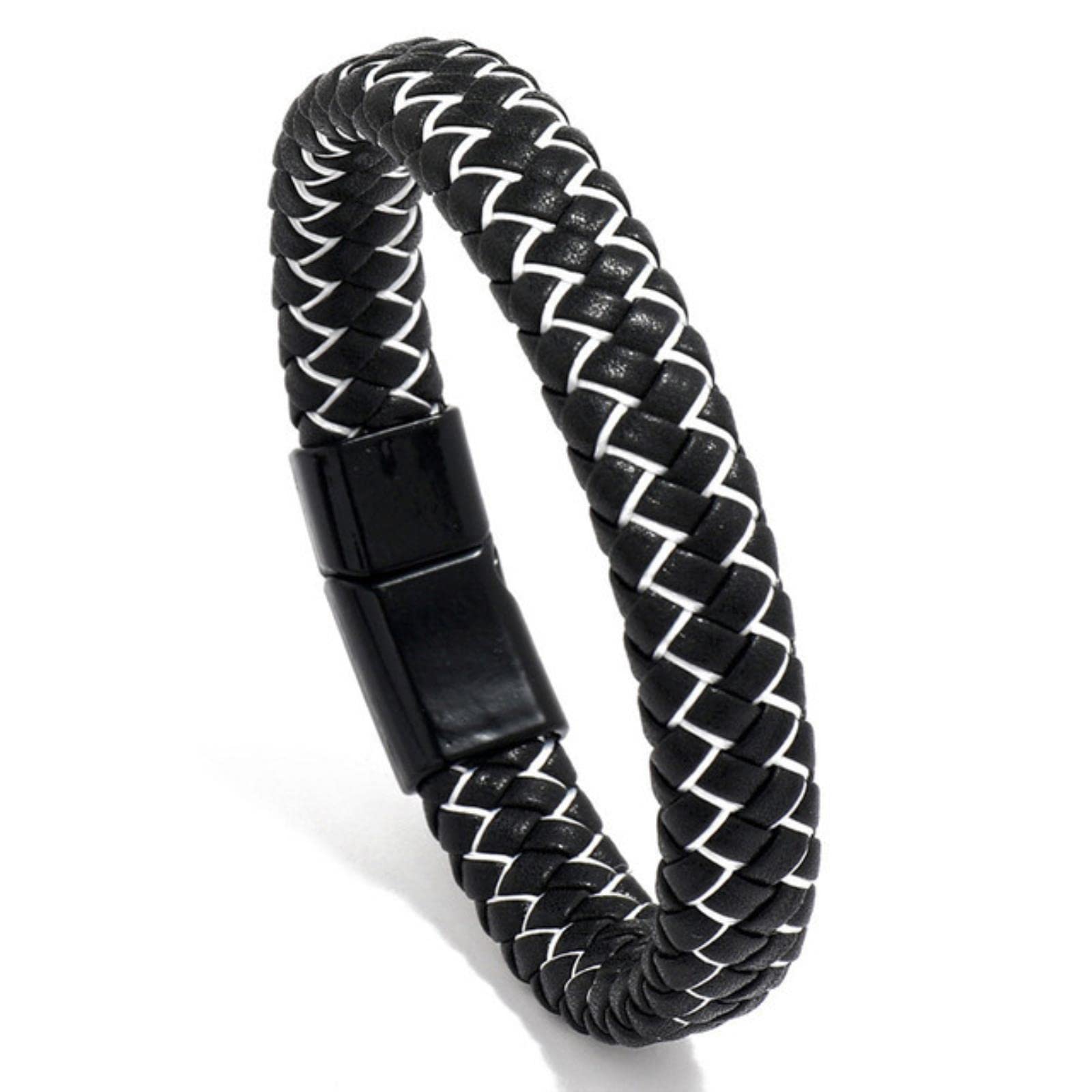 Bracelet à boucle en cuir et corde tressée noire qui ne s'use pas au poignet - 2
