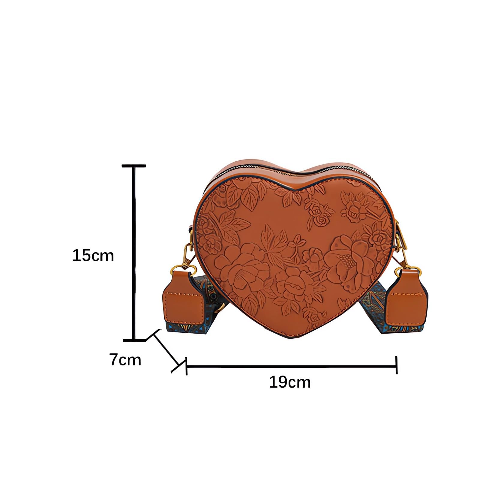 HEBIMEN Women's Retro Flower Printing Handbags and Crossbody Bags,Female Purses Quilted Versatile Heart Bags Satchel Bags Brown01