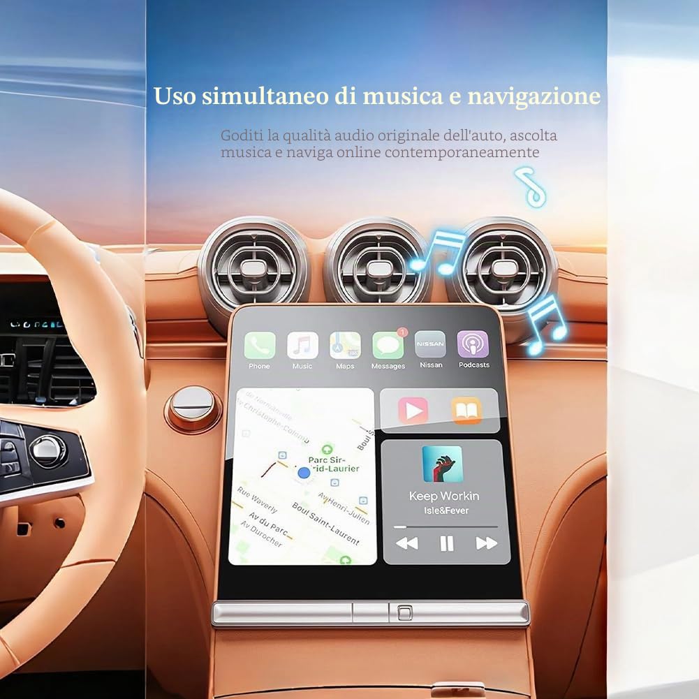 Adattatore 2 In 1 Wireless Carplay per Honda Africa Twin 2020 2021 2022 2023 2024, Converte Da Cablato A Wireless, Plug Play, Connessione Automatica, Compatto,Black