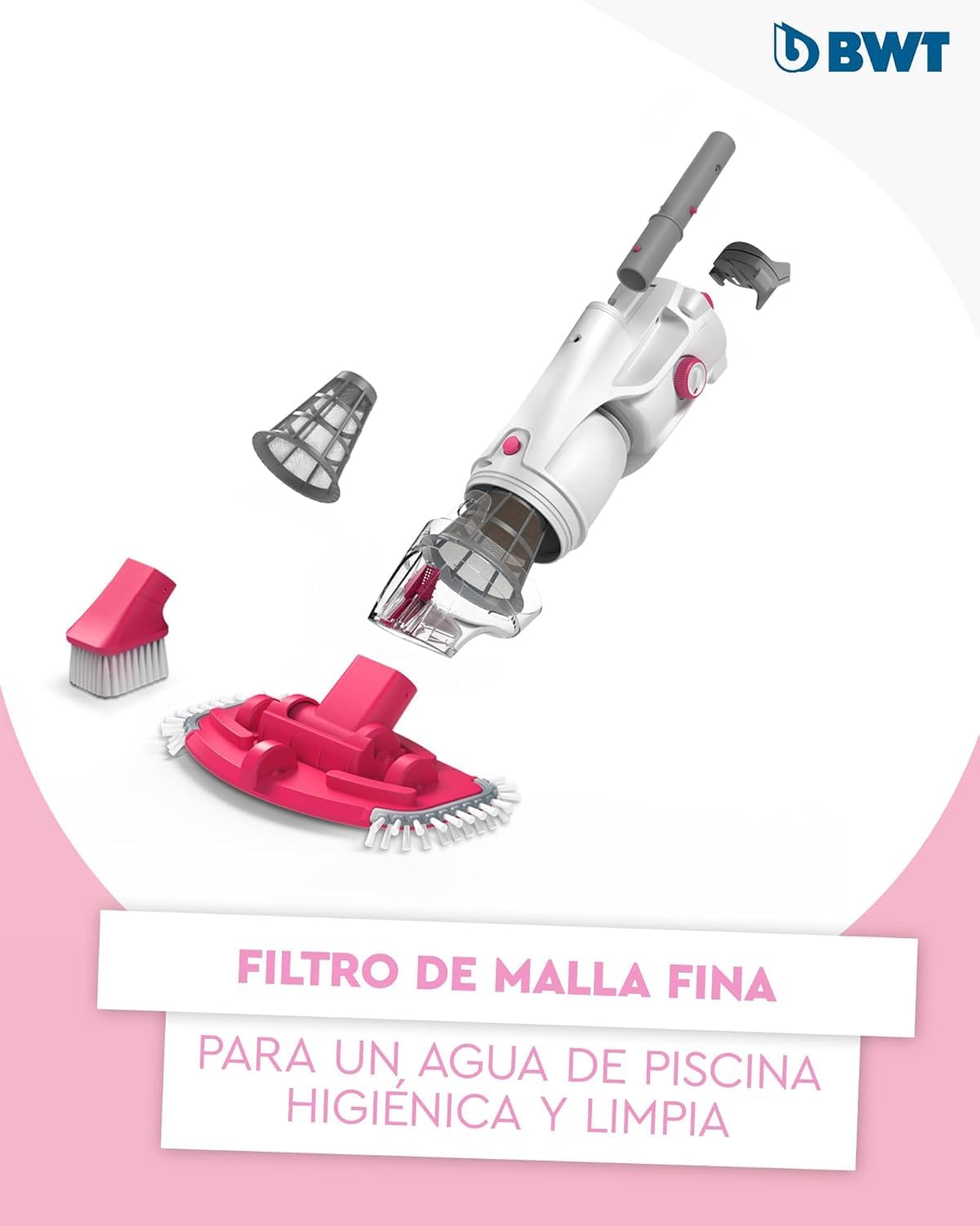 BWT Aspirador de Piscinas BWT BC30 Incl. pértiga telescópica | Limpieza eficaz de Piscinas de hasta 15 m³ | Funcionamiento sin Cable