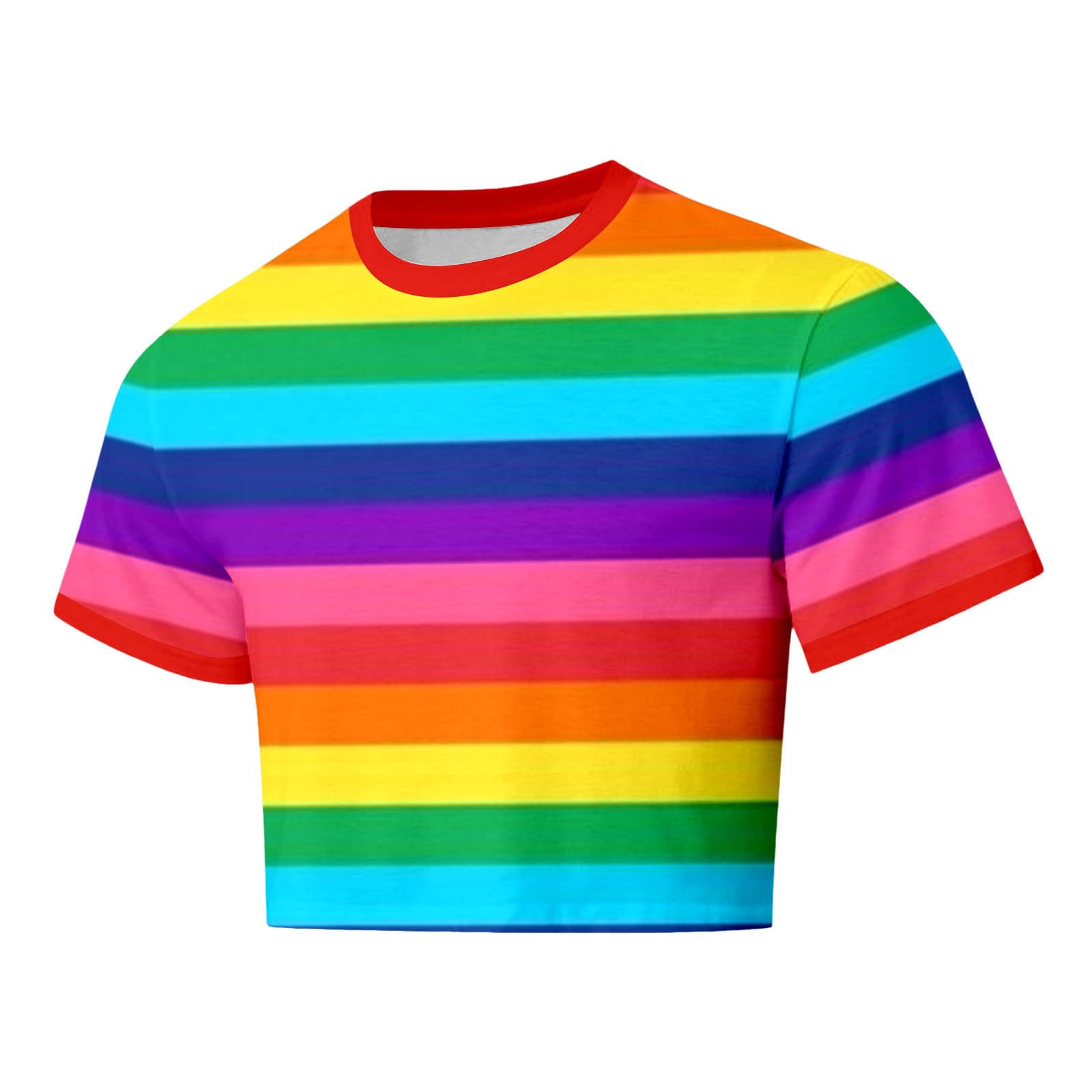 LGBTQ T-shirt arc-en-ciel sexy pour homme T-shirt gay drôle Crop Top Rayures Col rond Manches courtes Haut court LGBTQ Vêtements Arc-en-ciel T-shirts à rayures Crop Tops LGBT Pride Shirt