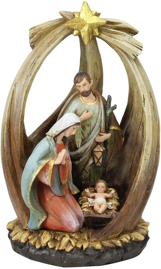 12" Holy Family with Star of Bethlehem Christmas Nativity Decorative Figurine