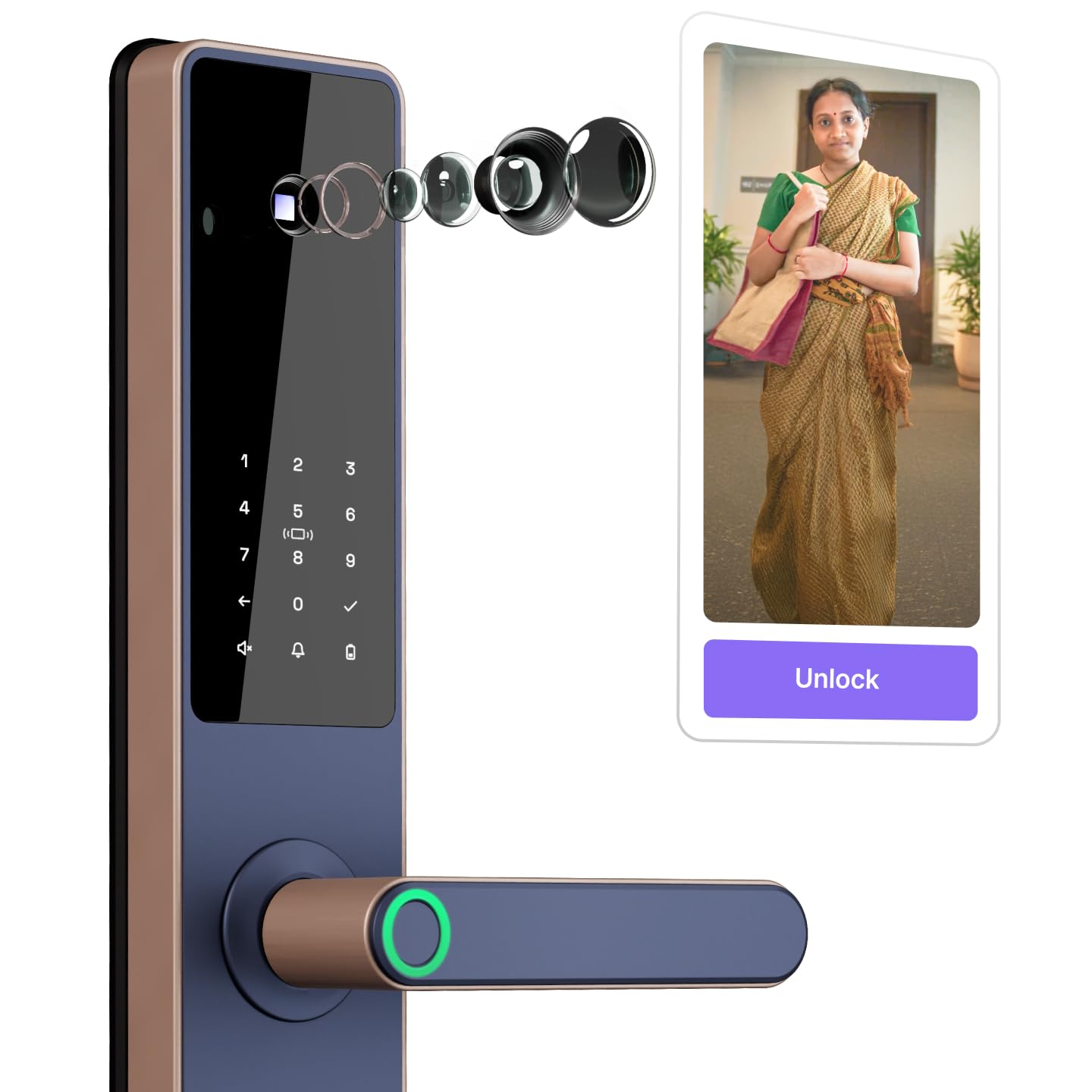 - Native by UC Urban Company Native Lock Pro with Camera Unlock & Doorbell Connect | 7-Way Unlock | Free Installation | 3 Year Warranty | Native Smart Door Lock