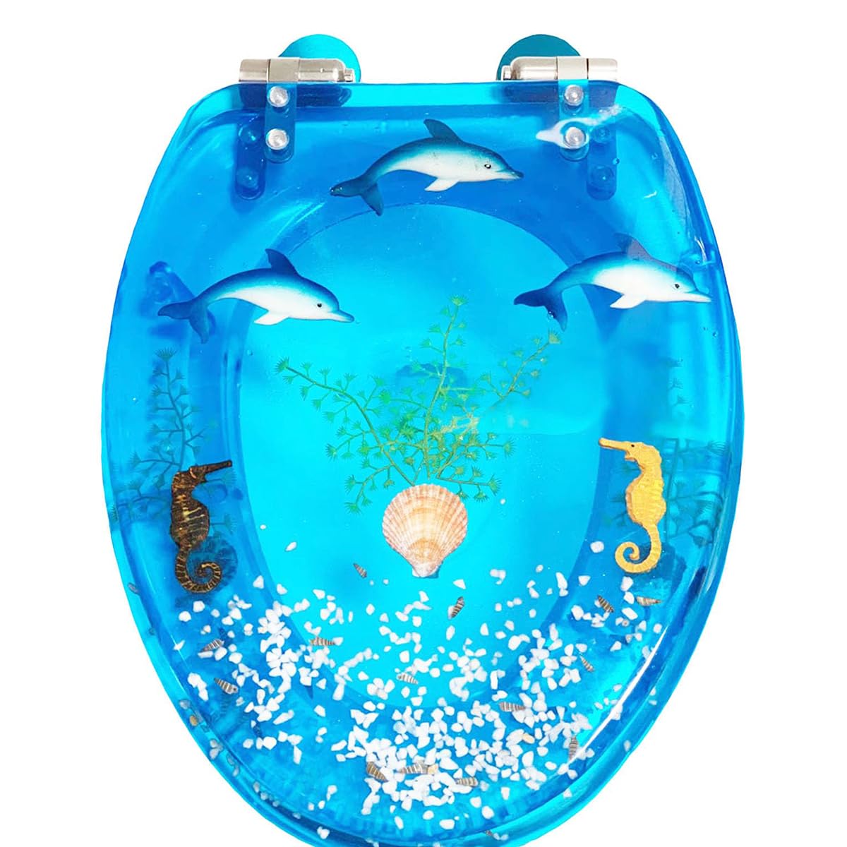 Ldhsjh B Round Toilet Seat, Ocean Sturdy Resin Cover Lidd Quick Release Hingesd Easy Easy Easy Easy Easy Easy Easy Cleand Ocean, Adjustable, Lightweight, Portable, User-Friendly