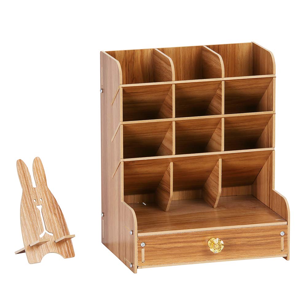 Amazon.com : Hggzeg Wooden Desk Organizer, Multi-Functional DIY