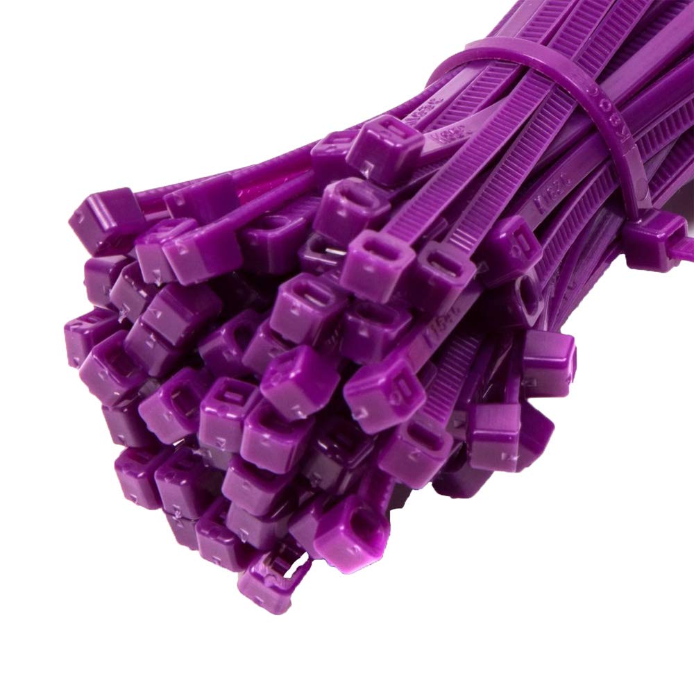 100 Pack Cable Ties 300mm x 4.8mm Nylon Plastic Strong Zip Tie Wraps (Purple)