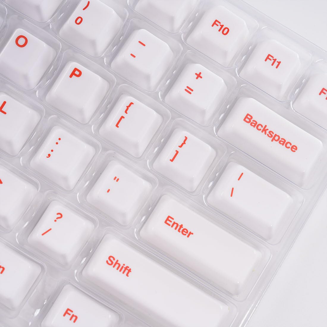 Ceramic Keycap Set for 61/67/68 ANSI Keyboards 96 Keys (White with Red)