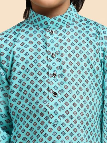 Image of Pro-Ethic Style Developer Boys Silk Floral Kurta Pajama Ethnic Wear Set | Cotton Kurta Pajam