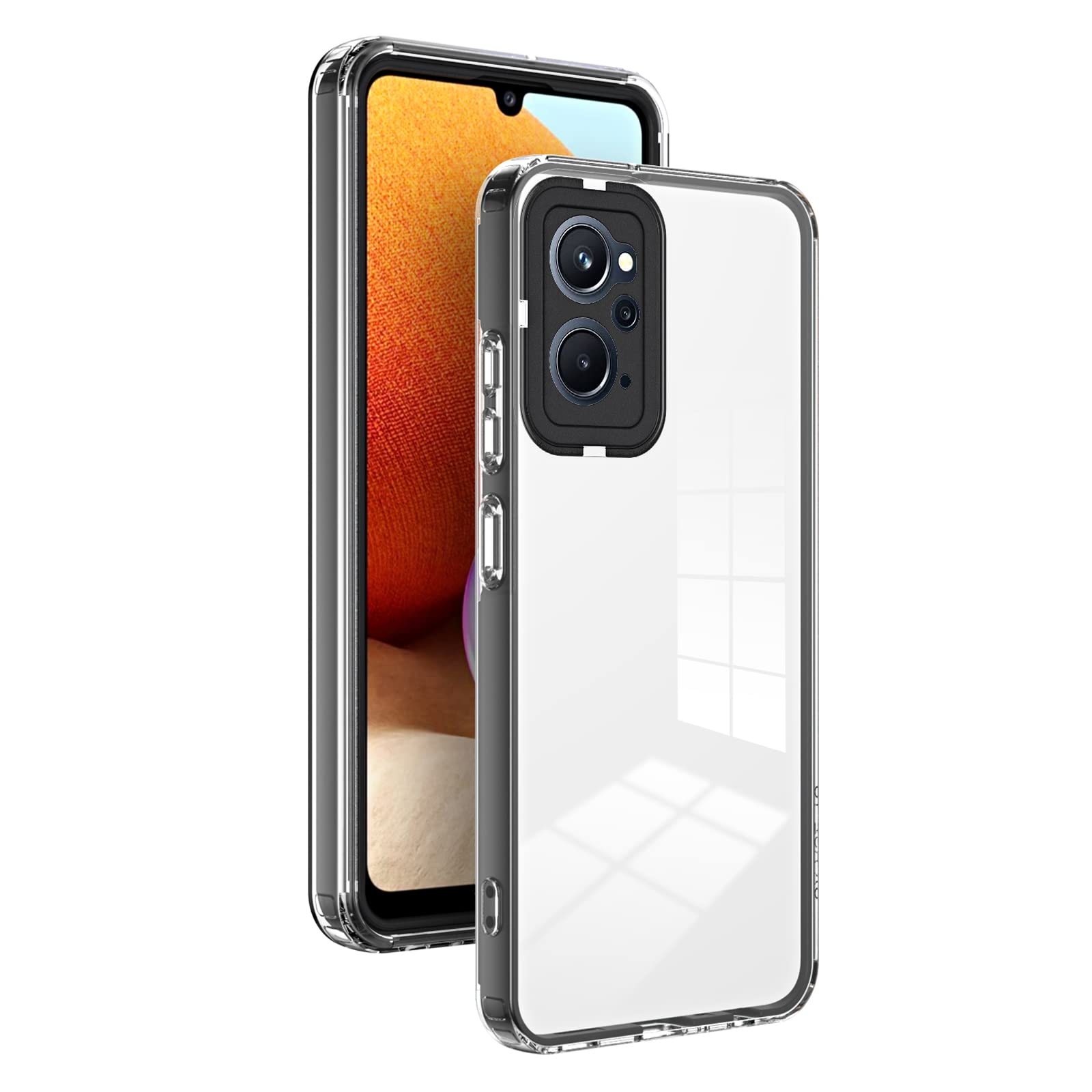 EASSGU Custodia per OPPO A76 / OPPO A96 (6.56 Inches), con Cover Protettiva in Armor Silicone Antiurto per PC Kickstand - Nero