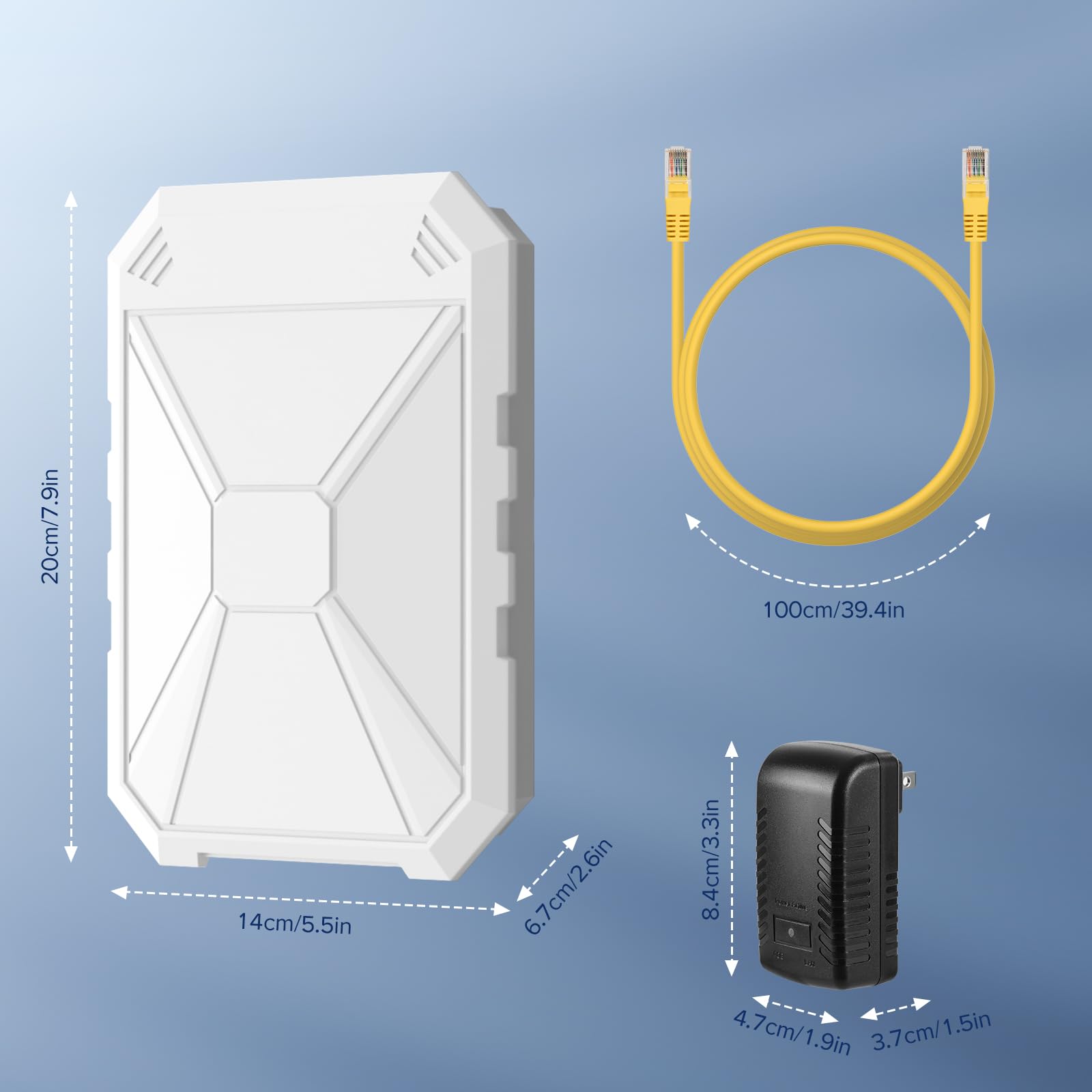 N300 Repetidor WiFi Exterior, Extensor WiFi Exterior, Amplificador WiFi con Antenas Integradas, Resistente a La Intemperie IP67, WPA/WPA2, with PoE, Puerto Ethernet, para Jardín y Patio