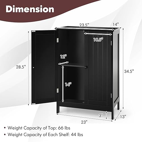Miniatura 3 de Giantex Armario de almacenamiento con puertas y estantes  Organizador de almacenamiento independiente con dispositivo antivuelcos unidad de