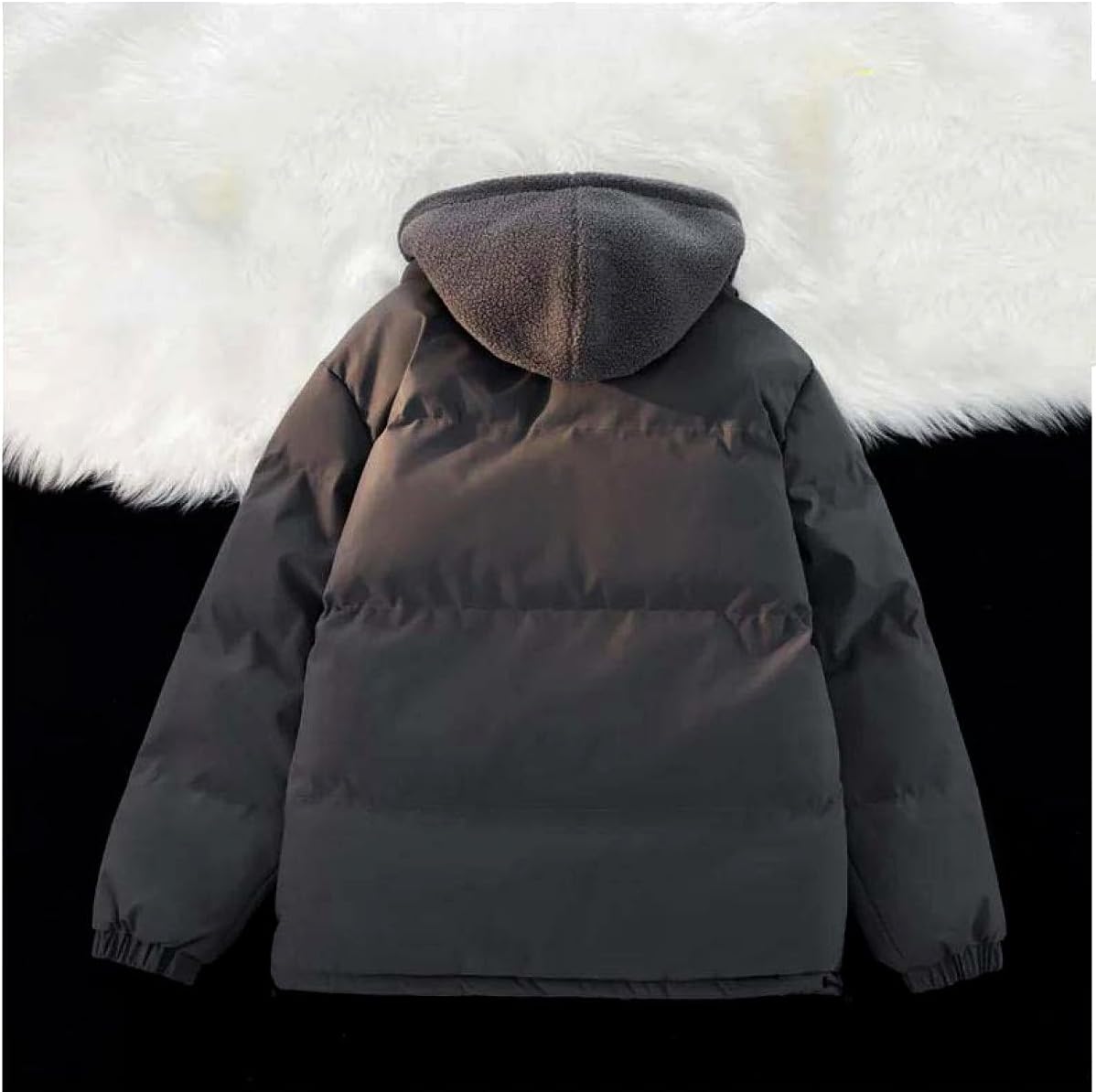 Men's Thicken Contrast Patchwork Two-Piece Jacket Long Sleeve Utility Pockets Hooded Warm Coat