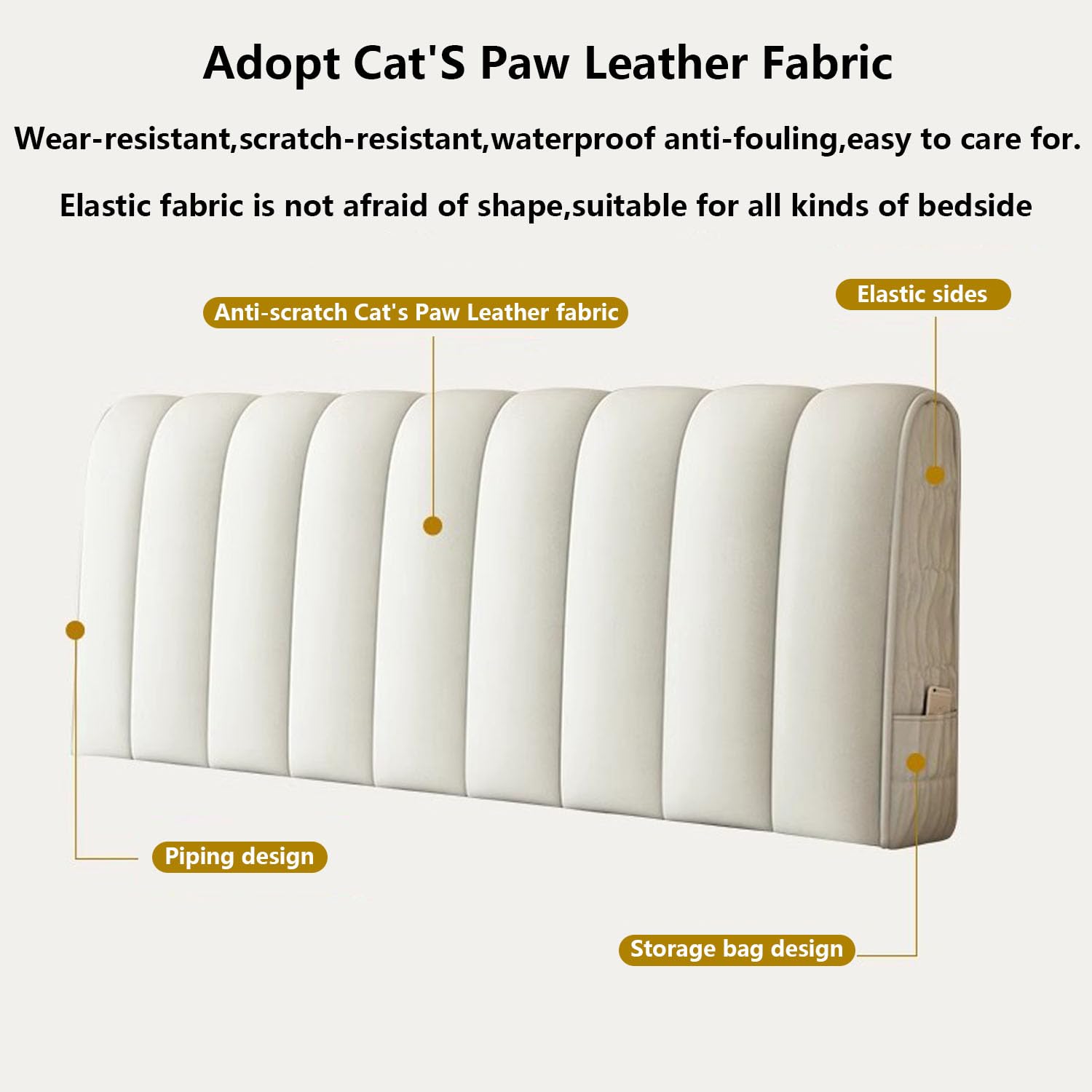 Housse Tete De Lit,Anti-PoussièRe Lavable Housse De Protection,Tissu en Cuir Extensible Matelassé éPaissir,Couvre-TêTe De Litpour Lit Double/Simple(160cm(B),Gray)