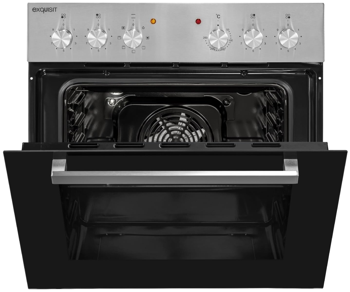 Exquisit Einbauherd-Set EHE10156-U-020 60 cm Inox Glaskeramikkochfeld Umluft Grill 59 l Energieeffizienzklasse A