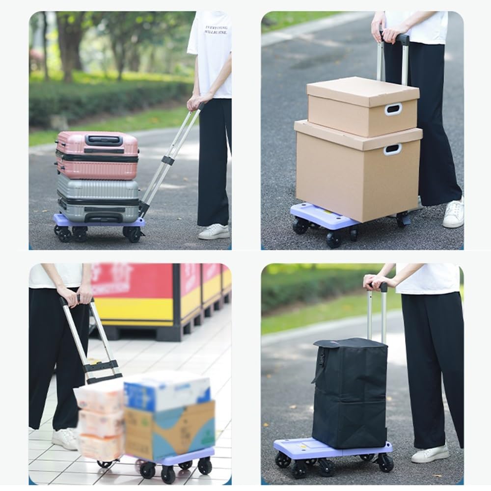 carrello per trasporto Carrello portatile pieghevole Carrello da carico Carrello da carico Carrello portabagagli Carrello piccolo Rimorchio domestico carrello trasporto pieghevole(Purple,Grande)