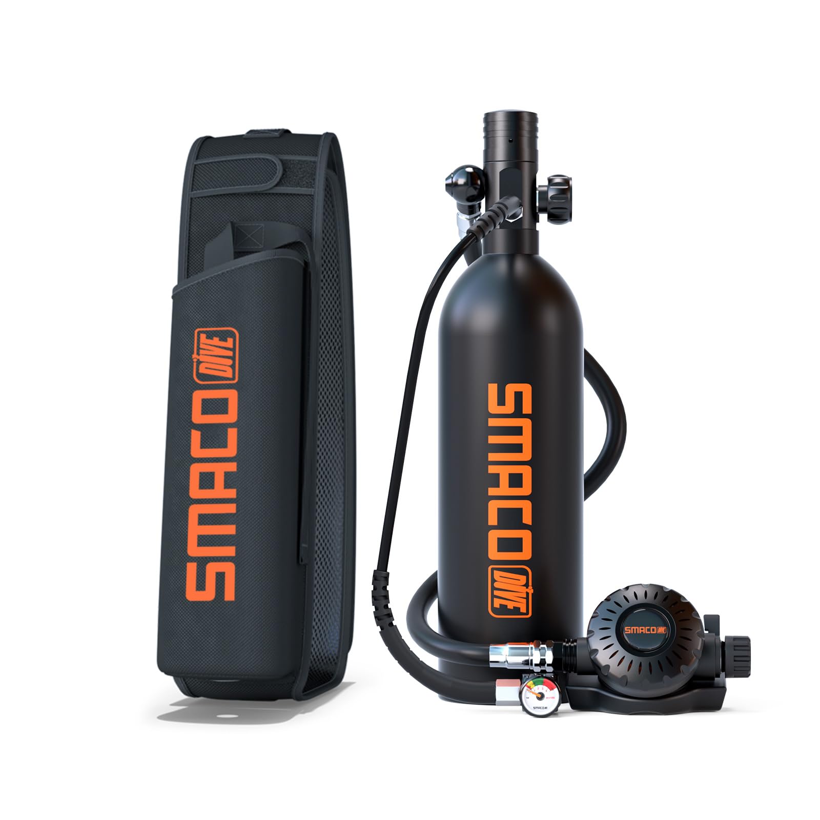 SMACO Scuba Tank with 1L Capacity Mini Scuba Tank Support About 15 Minutes Underwater Breathing Devices Diving Oxygen Tanks Scuba Cylinder for Underwater Sightseeing/Underwater Work/Backup Cylinder