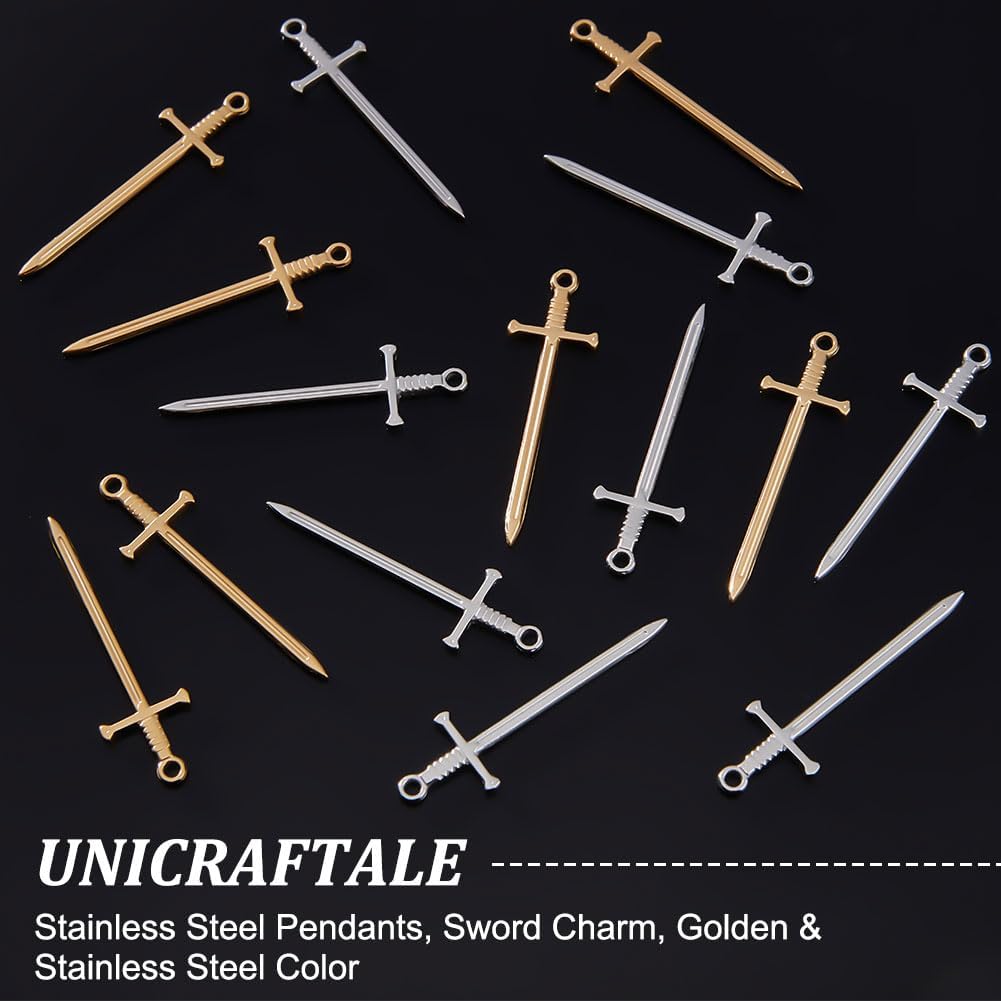UNICRAFTALE 16Pcs 2 Colors Sword Bookmark Sword Charms for Book Lovers image 5