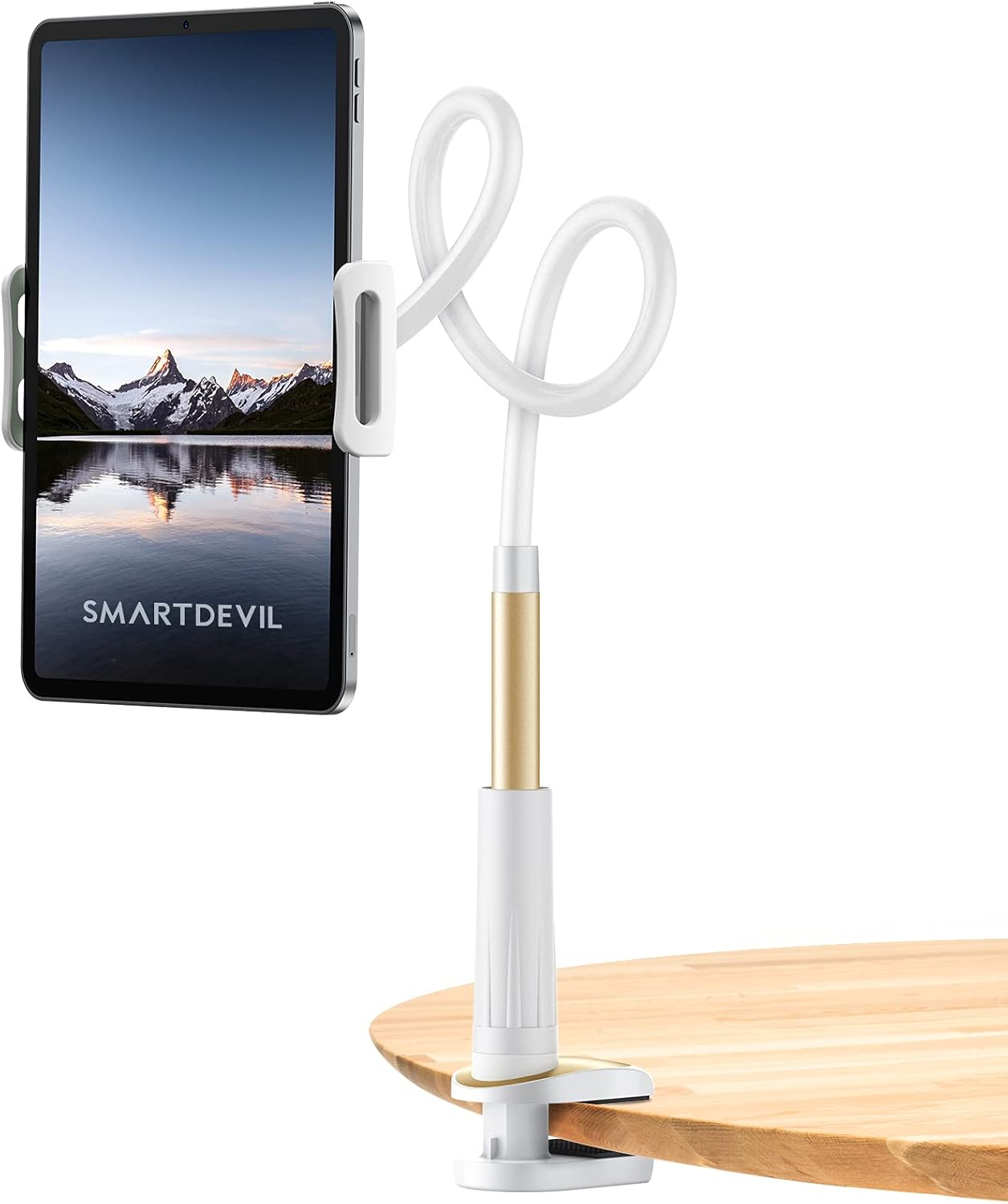 SmartDevil Tablet Holder, Gooseneck Tablet Mount, Flexible Arm Clamp Tablet Stand Holder for Bed Compatible with iPad Air Mini Pro, Galaxy Tabs, Switch, More 4.7-11'' Devices, 31.5'' Length, Gold : Electronics