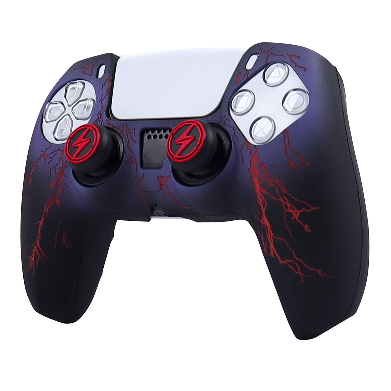 RALAN Lightning Controller Skin Silicone for PS5, Non-Slip Grip Cover Protector Compatible with PlayStation 5 Controllers with 2 Thumb Grip Caps