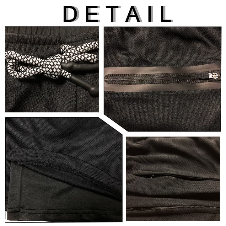 HANERDUN Men 2 in 1 Workout Running Athletic Shorts Sport Pants with Pocket4