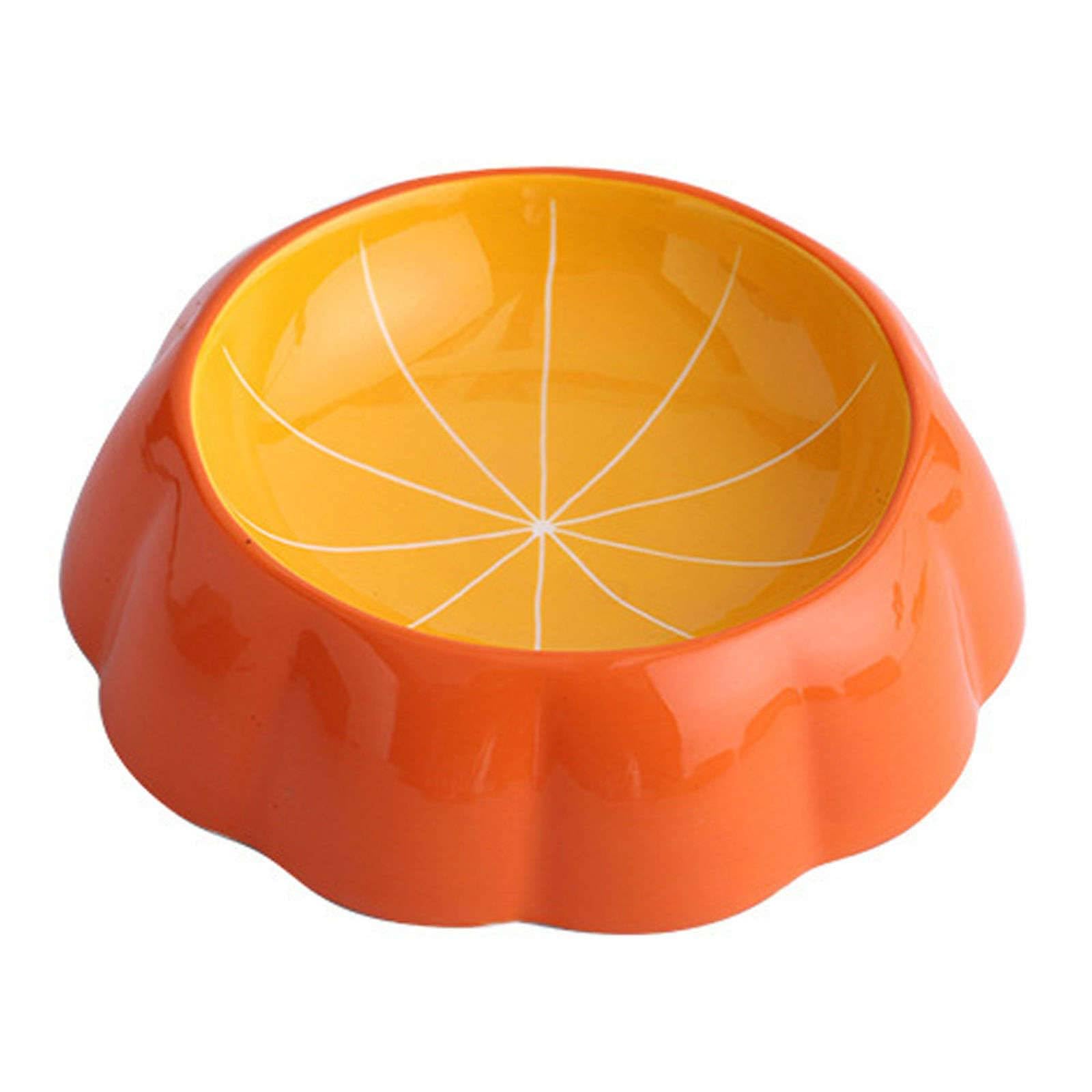 Fruit Shaped Cat Bowl For Food And Water, Ceramic Cat Food Bowl For Cats And Small Dogs, Stress Free-Pumpkin Bowl-1
