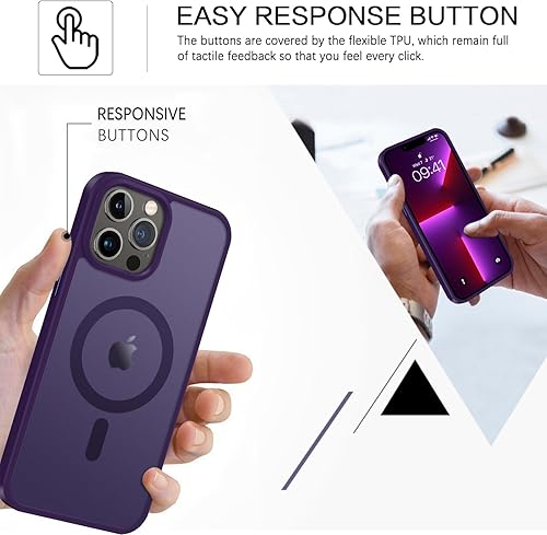 Miniatura 9 de BENTOBEN Funda magnética para iPhone 13 Pro Max, diseño mate a prueba de golpes, protección contra caídas, color morado