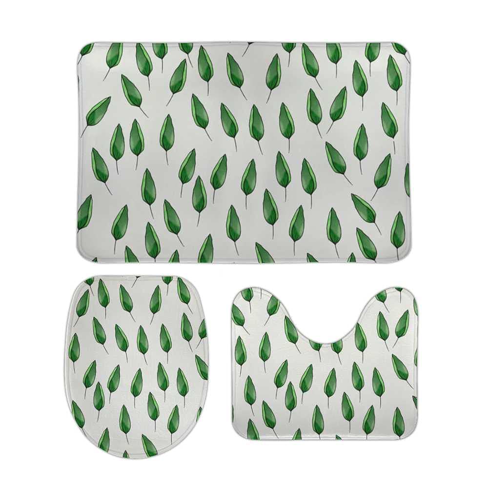 Tapis de salle de bain vert pour sortie de douche et WC en polaire