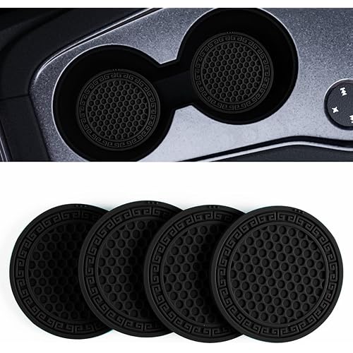 Heocniot Car Cup Coaster, 4PCS Universal Non-Slip Cup Holders Embedded in Ornaments Coaster, Car Interior Accessories, (Ferrous)